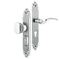 Ручки на планке с протектором ROSTEX Ozdobna R 72мм (40-45мм) фиксированная-нажимная хром матовый (левая)