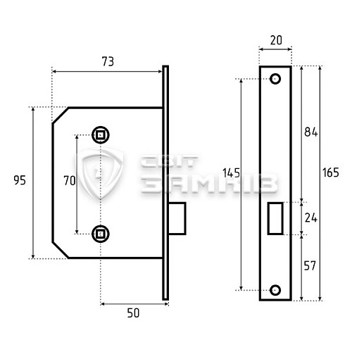 Механізм замка CLASS 170 (BS50*70мм) WC PB латунь полірована - Фото №2