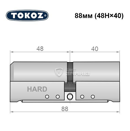 Циліндр TOKOZ Pro400 88 (48H*40) (H - гартована сторона) нікель матовий - Фото №8