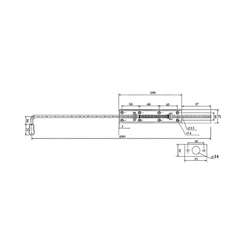 Засов для дверей RYMET 400 мм с пружиной и деревянной ручкой черный - Фото №2