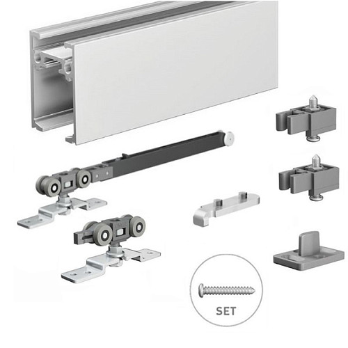 Раздвижная система OMGE Alutech 1499 с демпфером длина 1,9 м на 1 полотно весом до 80 кг - Фото №7