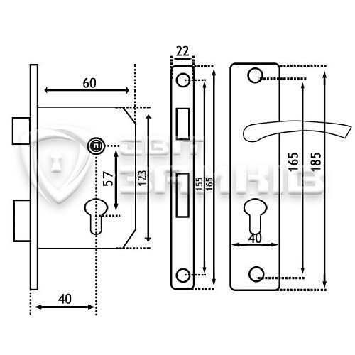 Комплект замка BAODELI W3-W07 (BS40*57мм) SN/GP никель/латунь - Фото №2
