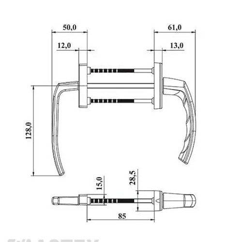 Ручка балконная ASTEX Antey BHS 1/3 асимметричная (комплект) белая - Фото №2