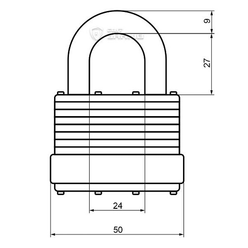 Замок навісний HORST HR-LS-50E (3 ключа) - Фото №6