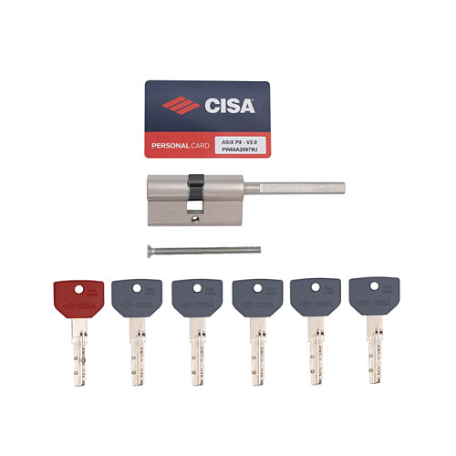 Цилиндр CISA ASIX P8 PRO 85T (55*30T) со штоком никель матовый - Фото №7