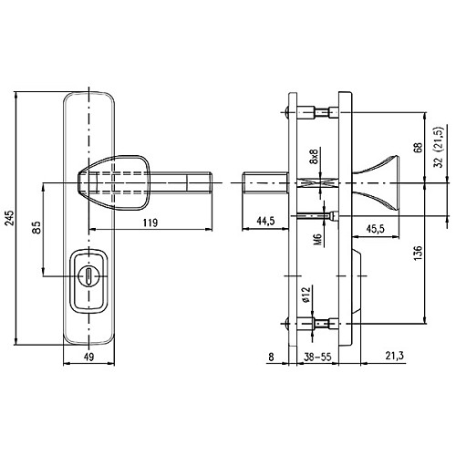 Ручки на планке с протектором ROSTEX Astra R 85мм (38-55мм) фиксированная-нажимная сталь матовая - Фото №7