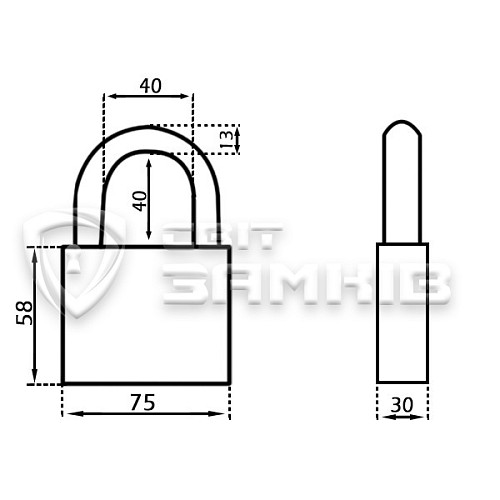 Замок навісний APECS PD-01-75 (3 ключа) - Фото №6