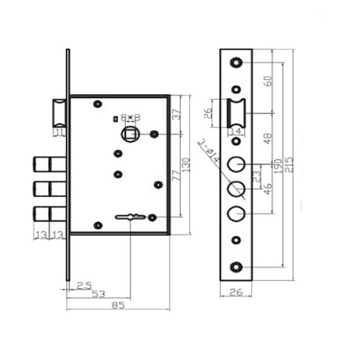 Механізм замка CLASS 1011 (BS53*77мм) SN сатин - Фото №5