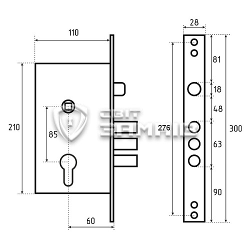 Механізм замка KALE 252 R (BS60*85мм) хром - Фото №5