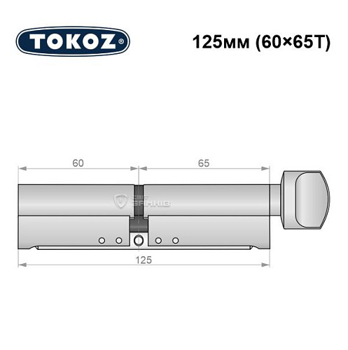 Циліндр TOKOZ Pro300 125T (60*65T) нікель матовий - Фото №8