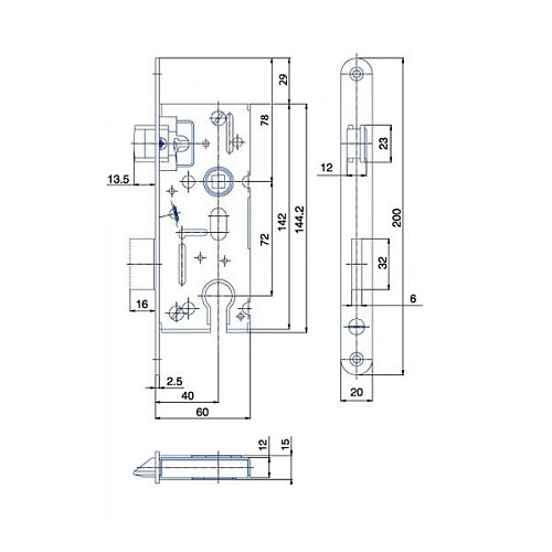 Механізм замка HOBES K105 PZ (BS40*72мм) - Фото №3