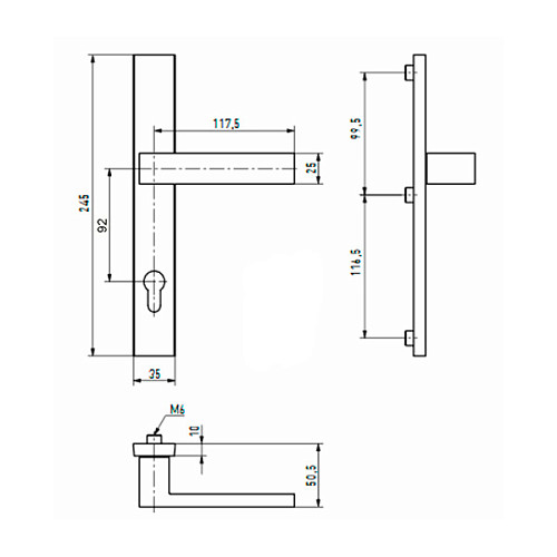 Ручки на планці MEDOS Dublin 92/35 нержавіюча сталь - Фото №2