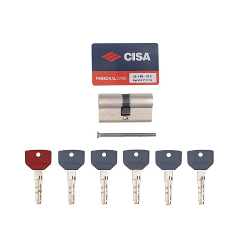 Цилиндр CISA ASIX P8 PRO 60 (30*30) никель матовый - Фото №6