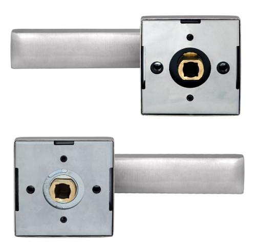 Ручки на розетте ROSTEX Quadrum H58 нержавеющая сталь матовая - Фото №2