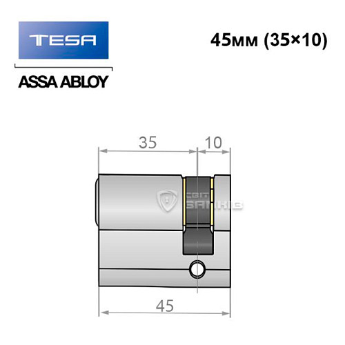Циліндр половинка TESA TE5 45 (35*10) нікель сатин 3 ключа - Фото №8