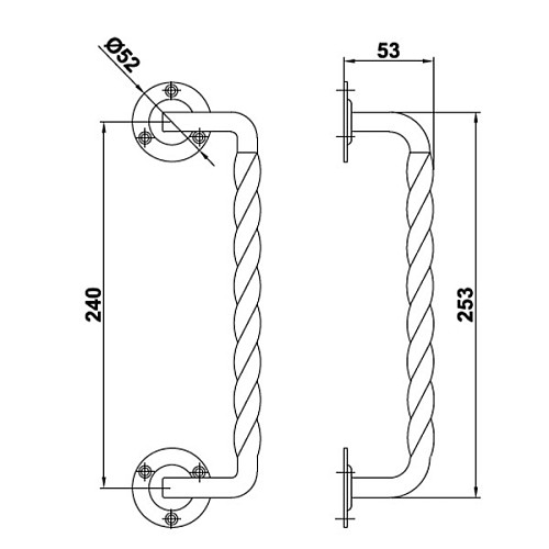 Ручка скоба AMIG мод.103D 240x56 мм (половинка) черная - Фото №2