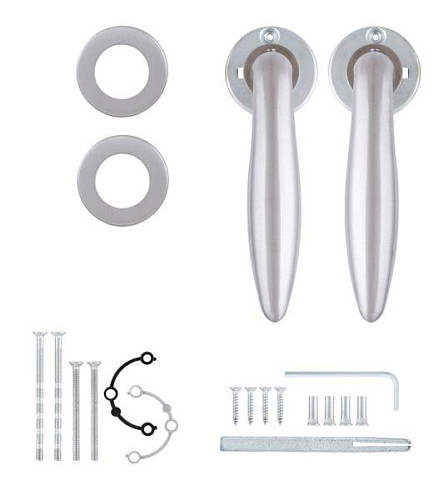 Ручки на розетте ROSTEX Bolzano ES53 нержавеющая сталь матовая - Фото №4