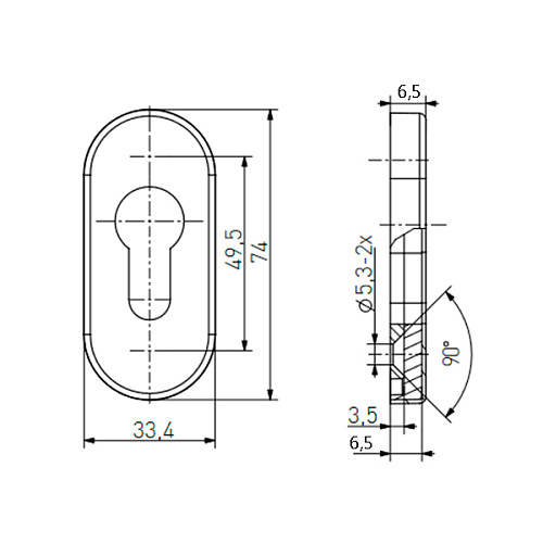 Накладка на цилиндр MEDOS 6,5 мм овальная нержавеющая сталь - Фото №2