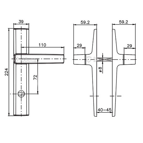 Ручки на планці з воротком ROSTEX Office 72мм (40-45мм) хром сатин - Фото №2