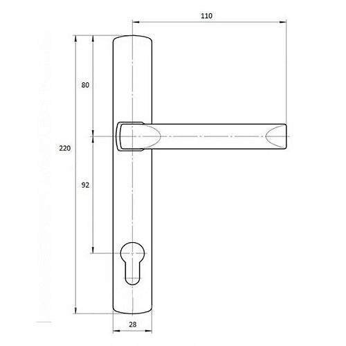 Ручки на планці BKS 92/28 220мм срібло - Фото №2