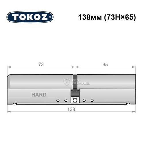 Циліндр TOKOZ Pro400 138 (73H*65) (H - гартована сторона) нікель матовий - Фото №8