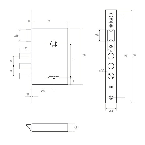 Механізм замка SHERLOCK 10.11-S (BS52*77мм) 5 ключів - Фото №5