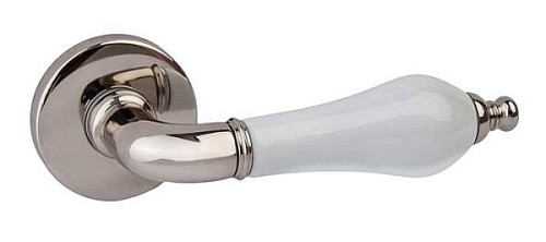 Ручки на розеті DND by MARTINELLI Monica ONV+P1 полірований нікель/білий фарфор - Фото №2