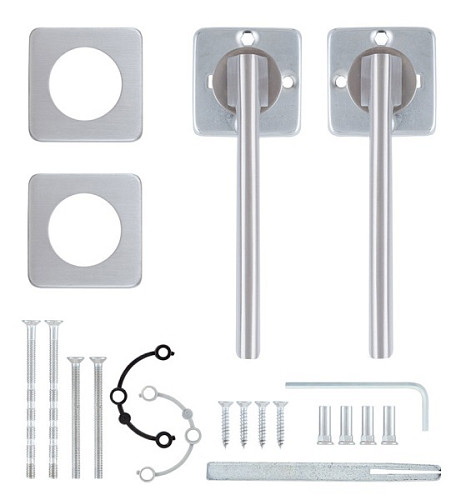 Ручки на розетте ROSTEX Novara H50 нержавеющая сталь матовая - Фото №4