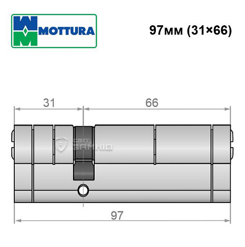 Цилиндр MOTTURA Champions Pro 97 (31*66) матовый хром - Фото №7