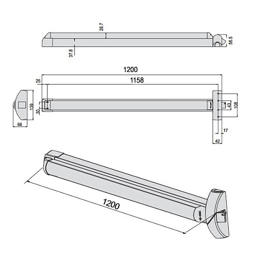 Антипаніка накладна CISA eFAST 59851.10 2-точкова електромоторна червоний/чорний - Фото №21