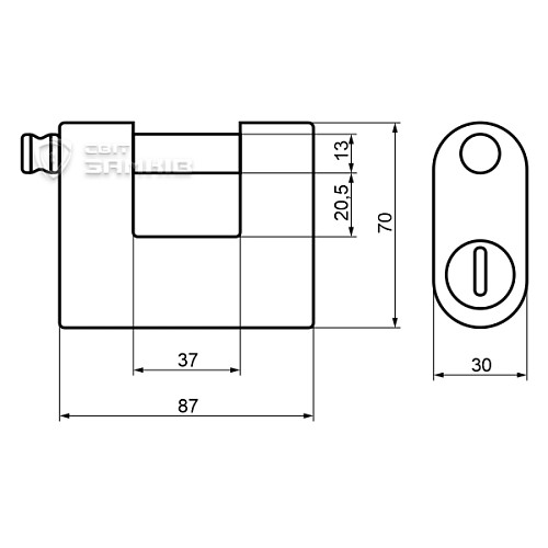 Замок навісний VIRO MONOLITH 4144 (3 ключа) - Фото №10
