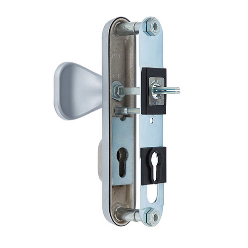 Ручки на планці з протектором ROSTEX Decor R 72мм (40-45мм) фіксована-натискна хром сатин - Фото №5