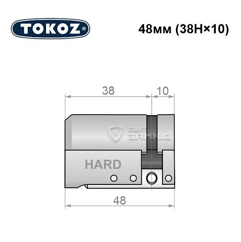 Циліндр половинка TOKOZ Pro400 48 (38H*10) (H - гартована сторона) нікель матовий - Фото №8
