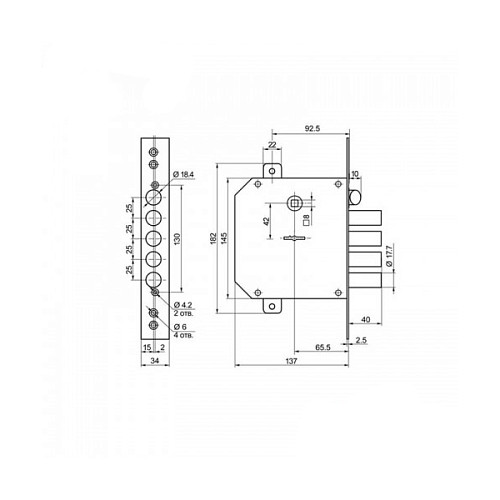 Механізм замка MOTTURA 89.723S5000 (BS66*42мм) L лівий - Фото №8