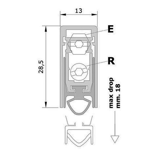 Порог выдвижной COMAGLIO 1703 ACU 83-73 см - Фото №6