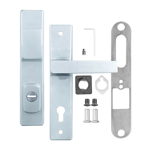 Ручки на планці з протектором ROSTEX Office R 72мм (37-50мм) фіксована-натискна хром сатин - Фото №5