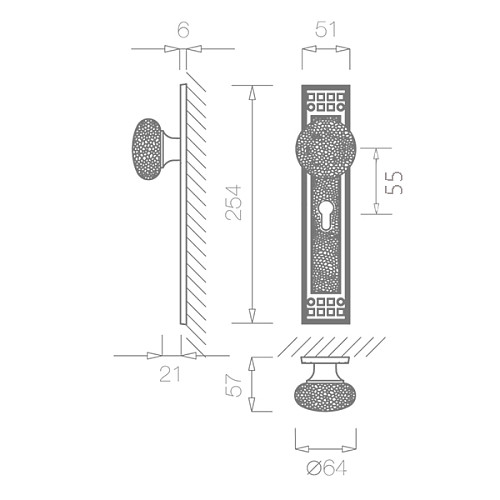 Ручки на планці TUPAI Kuba 2285-55 бронза матова - Фото №2