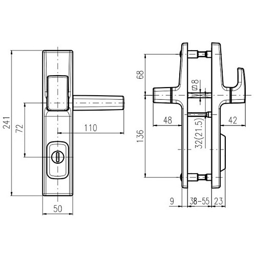 Ручки на планці з протектором ROSTEX Office R 72мм (37-50мм) фіксована-натискна хром сатин - Фото №6