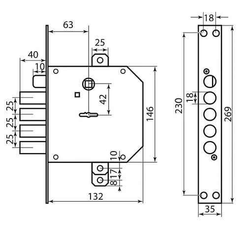 Механізм замка MOTTURA 89.723D5000 (BS66*42мм) R правий - Фото №8