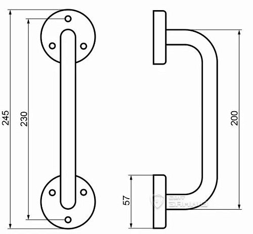 Ручка скоба АНТАБА 200 мм (половинка) чорний - Фото №2