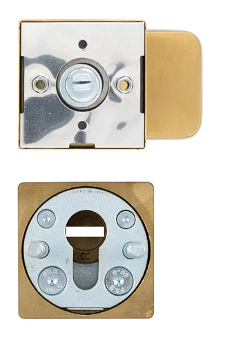 Ручки на розеті з протектором ROSTEX Quadrum фіксована-натискна нержавіюча сталь матова титан PVD - Фото №2