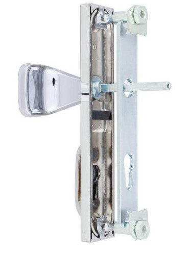 Ручки на планке с протектором ROSTEX R1 R 90мм (38-55мм) фиксированная-нажимная хром полированный - Фото №4