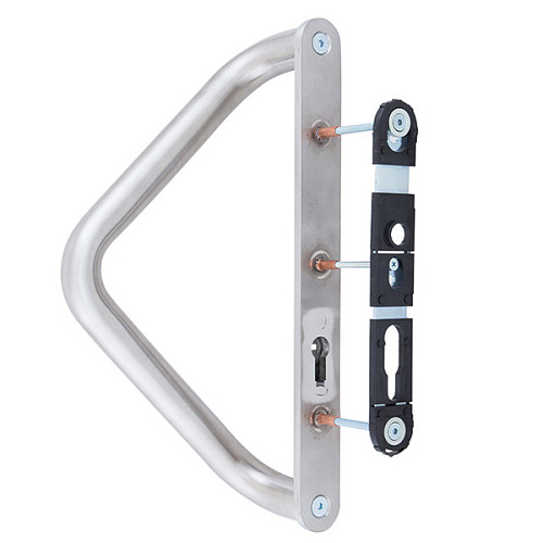 Ручка скоба ROSTEX V 390 фіксована-нажимна 85 (комплект) нержавіюча сталь матова - Фото №2