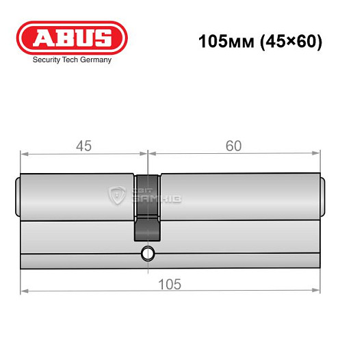 Циліндр ABUS S60P 105 (45*60) нікель - Фото №6