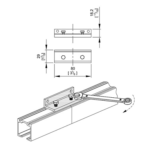 Настенный соединитель VALCOMP Herkules для двух направляющих Н2 для дверей до 25 мм. - Фото №3