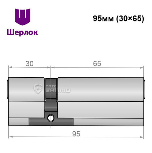 Циліндр SHERLOCK HK 95 (30*65) нікель сатин - Фото №5