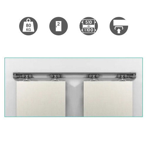 Раздвижная система OMGE Alutech 1400 длина 4 м на 2 полотна весом до 80 кг - Фото №2