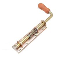 Засов для двери RYMET 250 оцинкованный с пружинной и деревянной ручкой