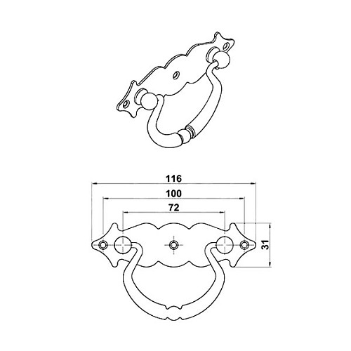 Ручка мебельная AMIG мод.1003 100 мм золото античное - Фото №2