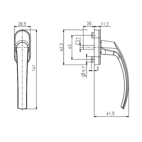 Ручка оконная MEDOS Mars 35/45 коричневая - Фото №2
